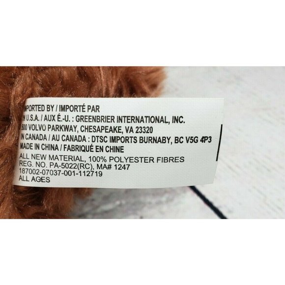 Greenbrier International Brown Fuzzy Teddy Bear Plush Lovey Stuffed Animal Toy - Picture 3 of 9